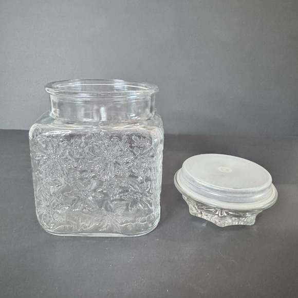 VTG Princess House Med Apothecary Jar W Starburst Lid Textured Clear Glass‎ - Picture 3 of 7